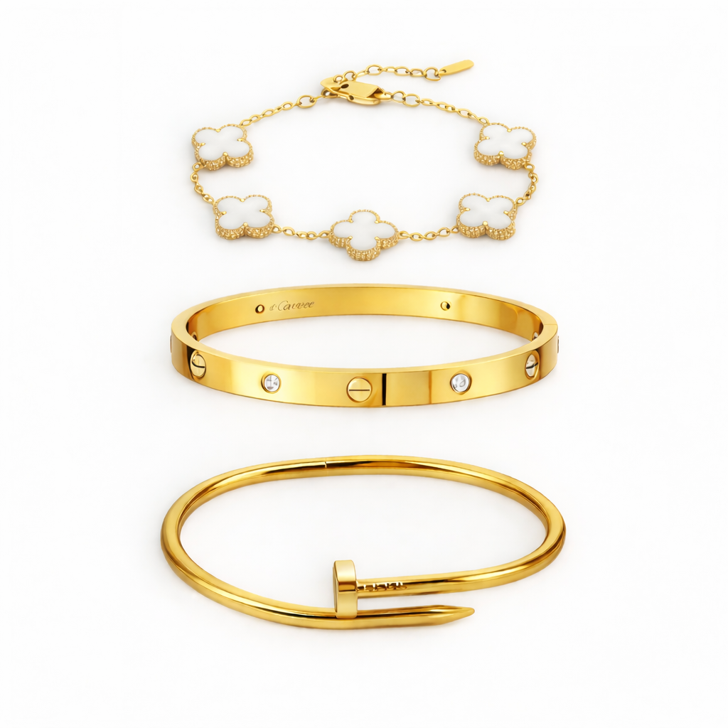 Cartier & White Clover Bracelets