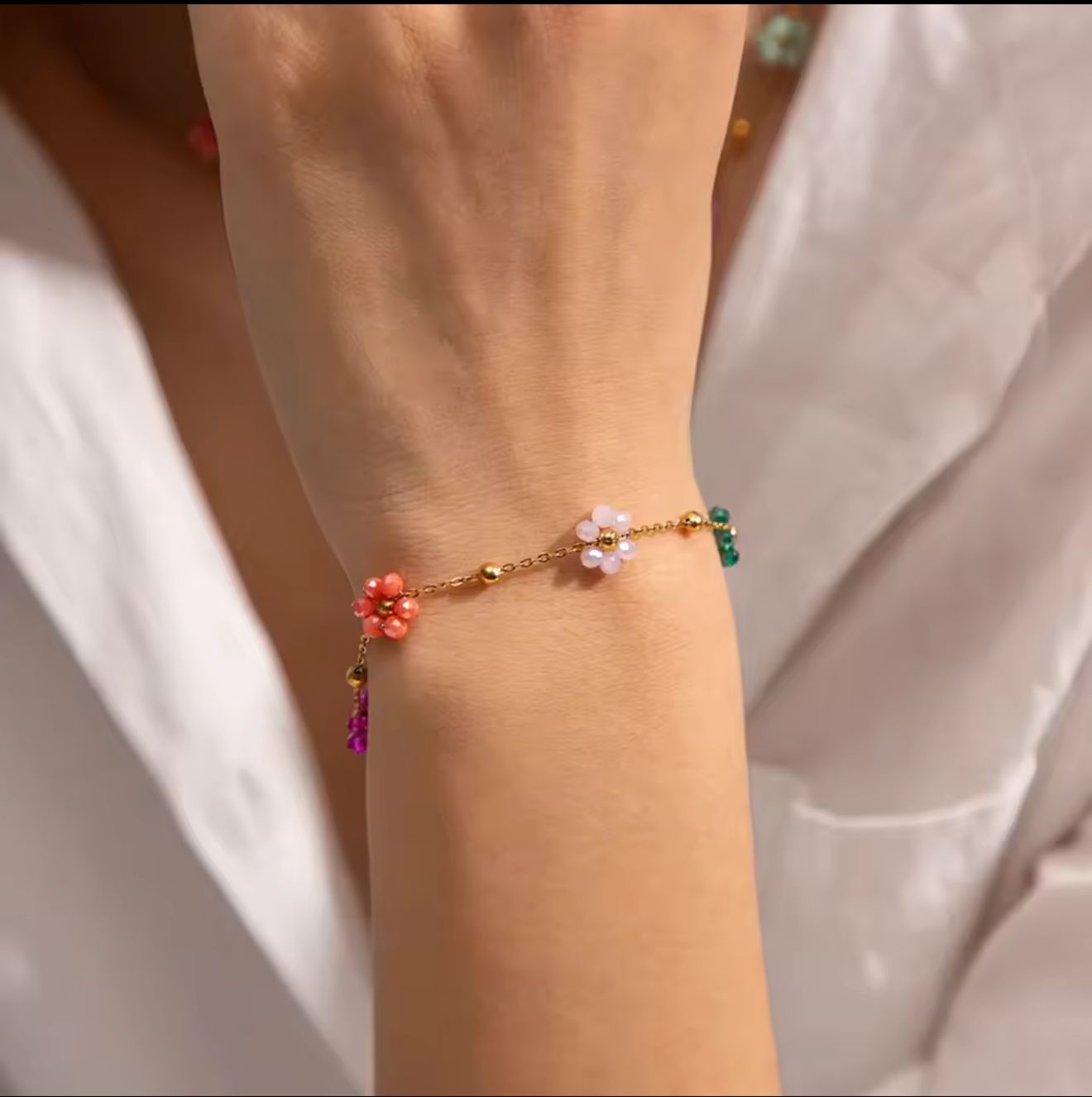 Daisy Beaded Bracelet