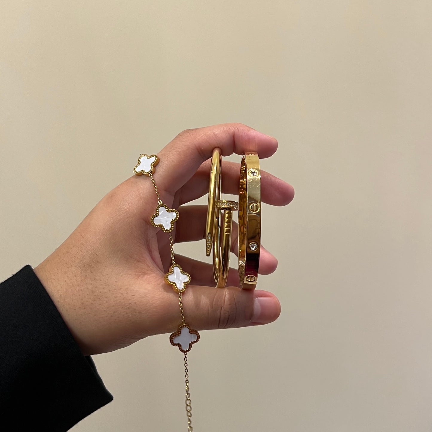 Cartier & White Clover Bracelets