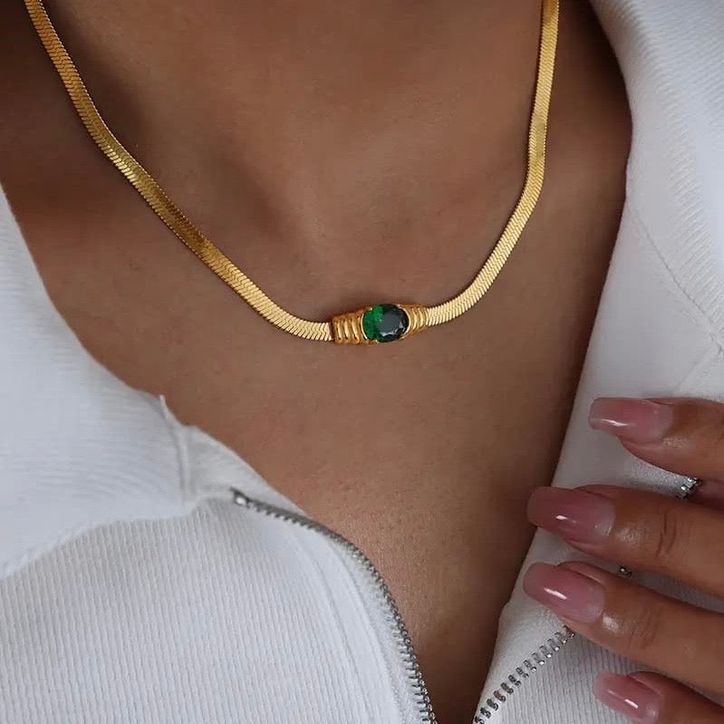 Green Emerald Snake Chain