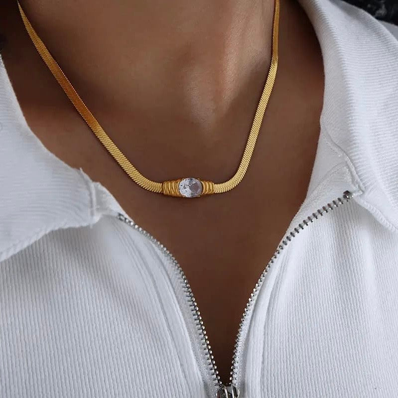 White Emerald Snake Chain