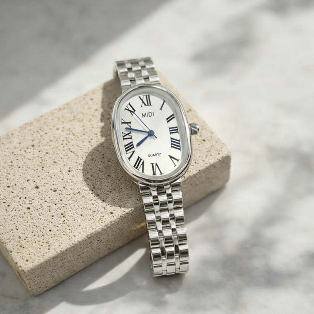 Midi Silver Oval Watch