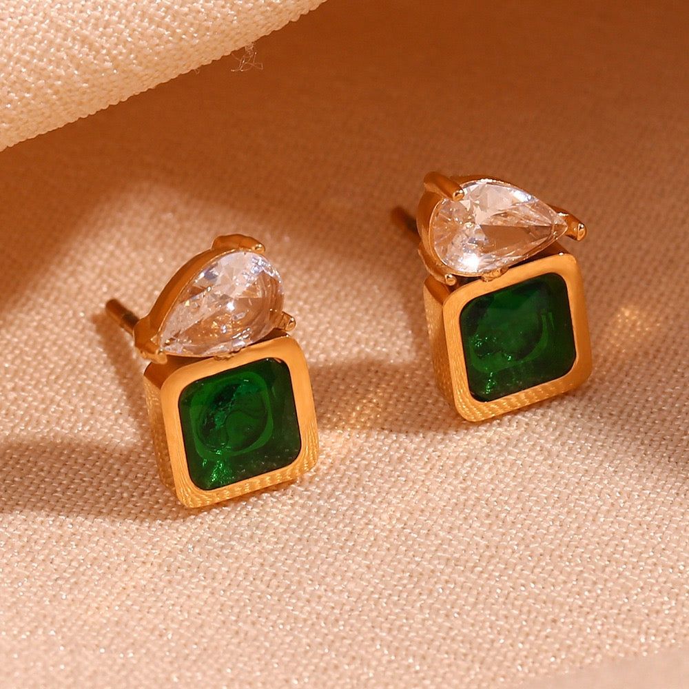Emerald Box Earring