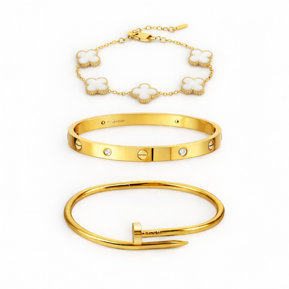 Cartier & White Clover Bracelets