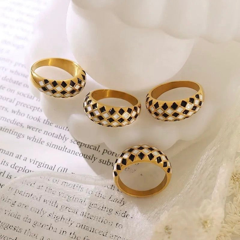 Checkered Dome Ring