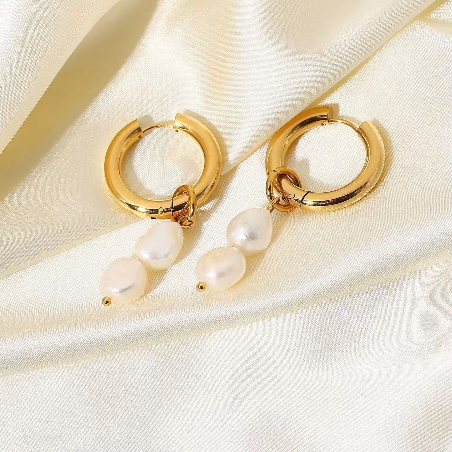 Double Pearl Hoop Earring
