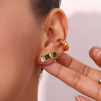 Emerald Box Earring