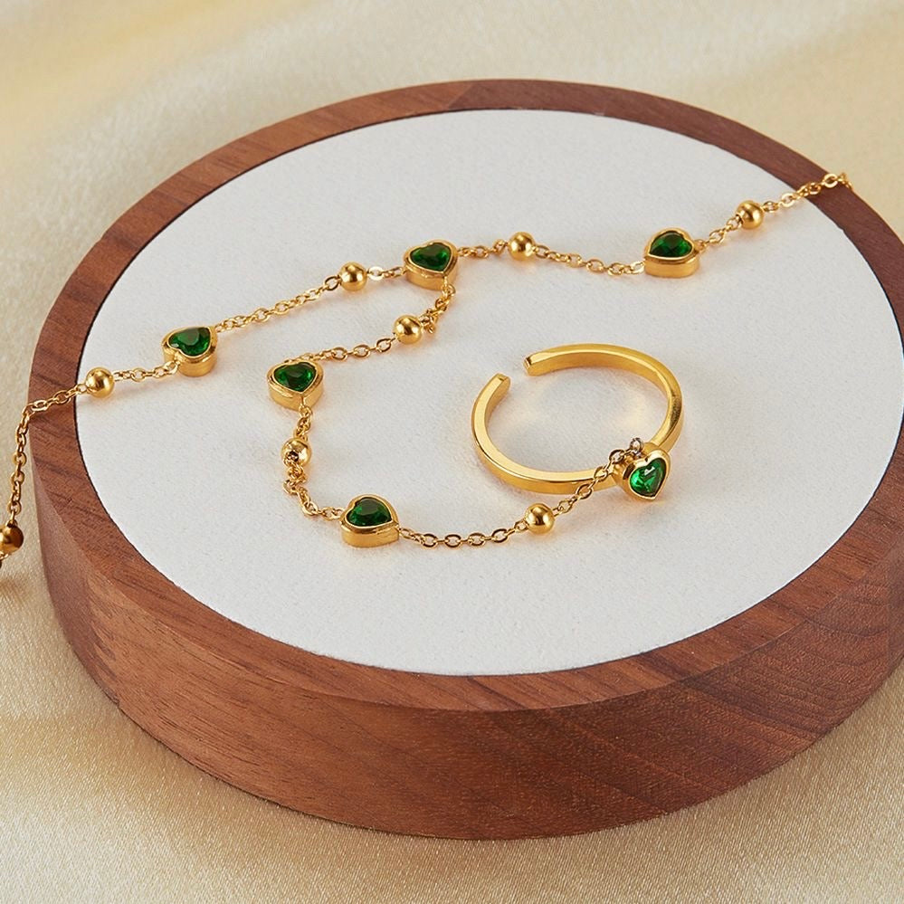 Emerald Heart Hand Chain