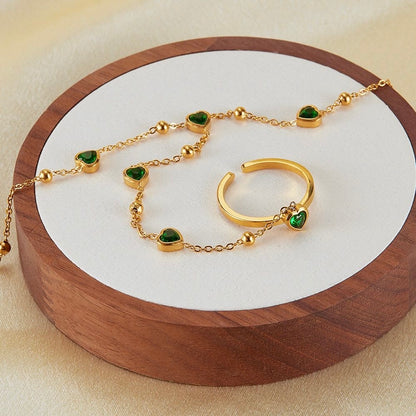 Emerald Heart Hand Chain