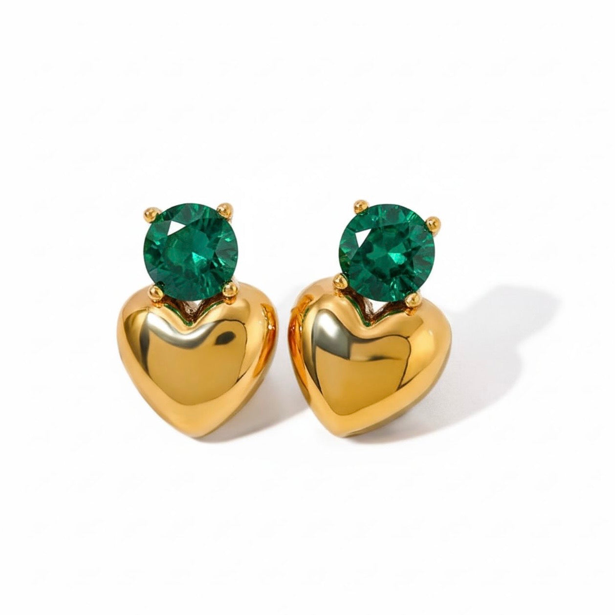 Green Diamond Heart Earring