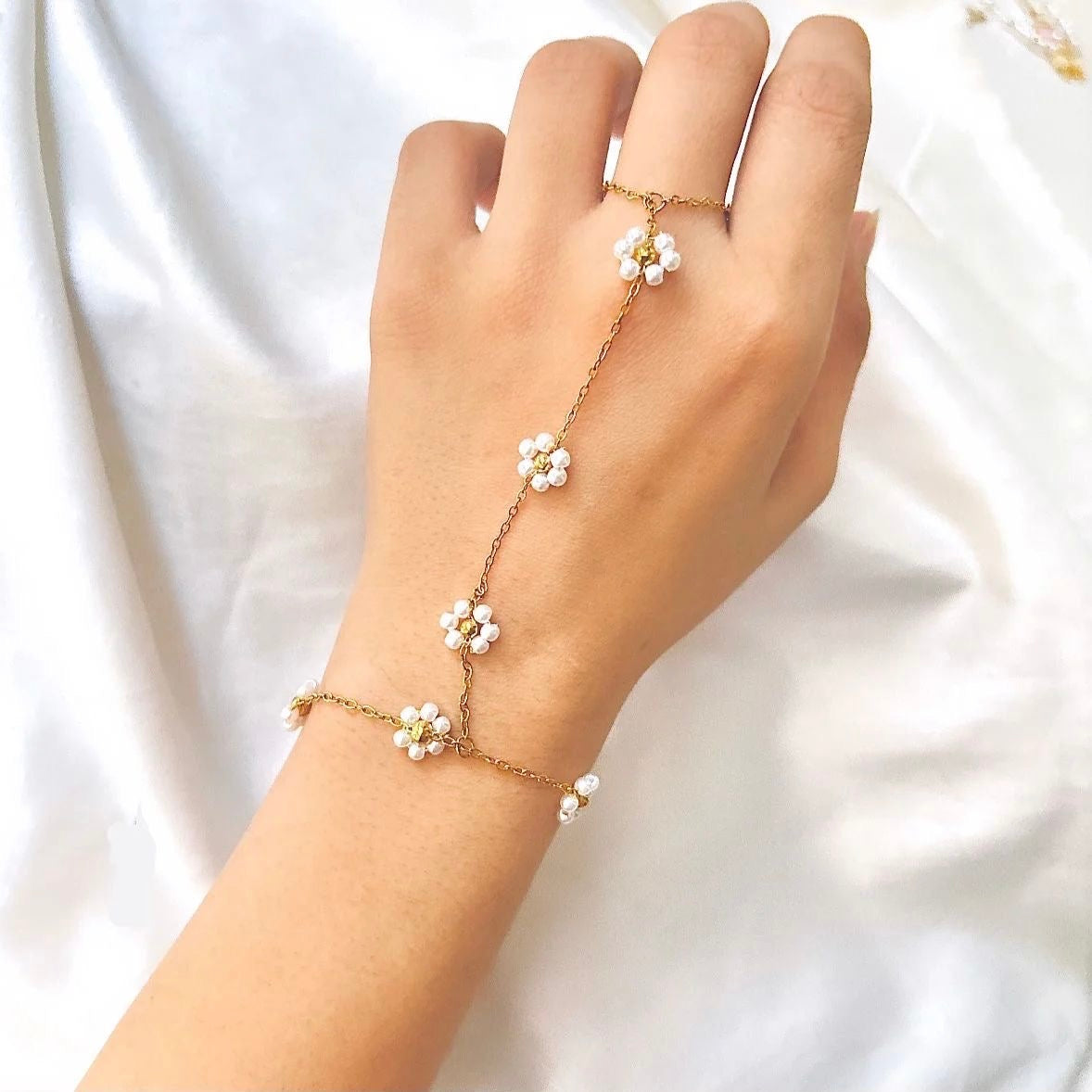 Flower Beaded Hand Chain