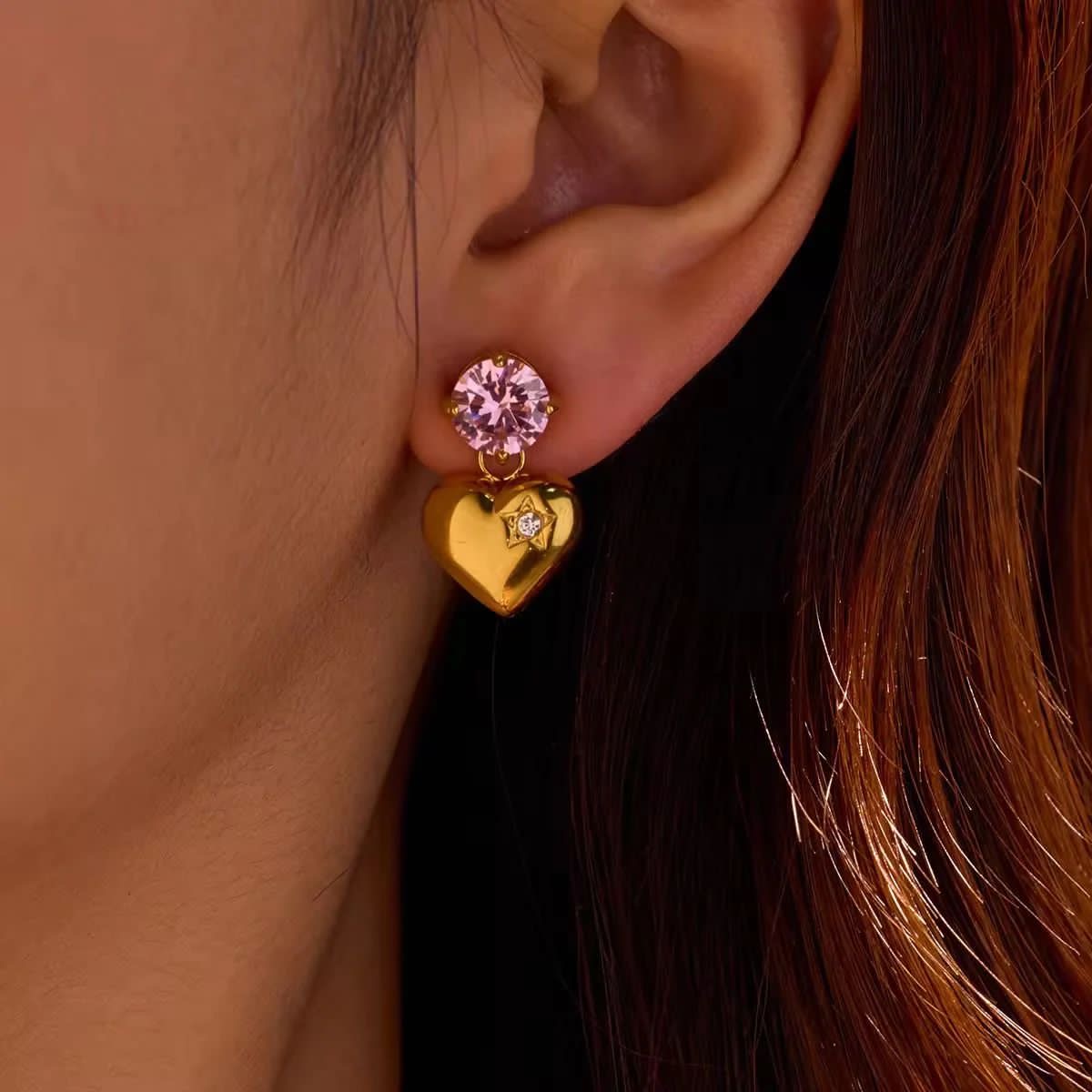 Heart Earring-Pink