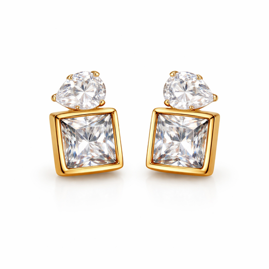 Silver Box Earring