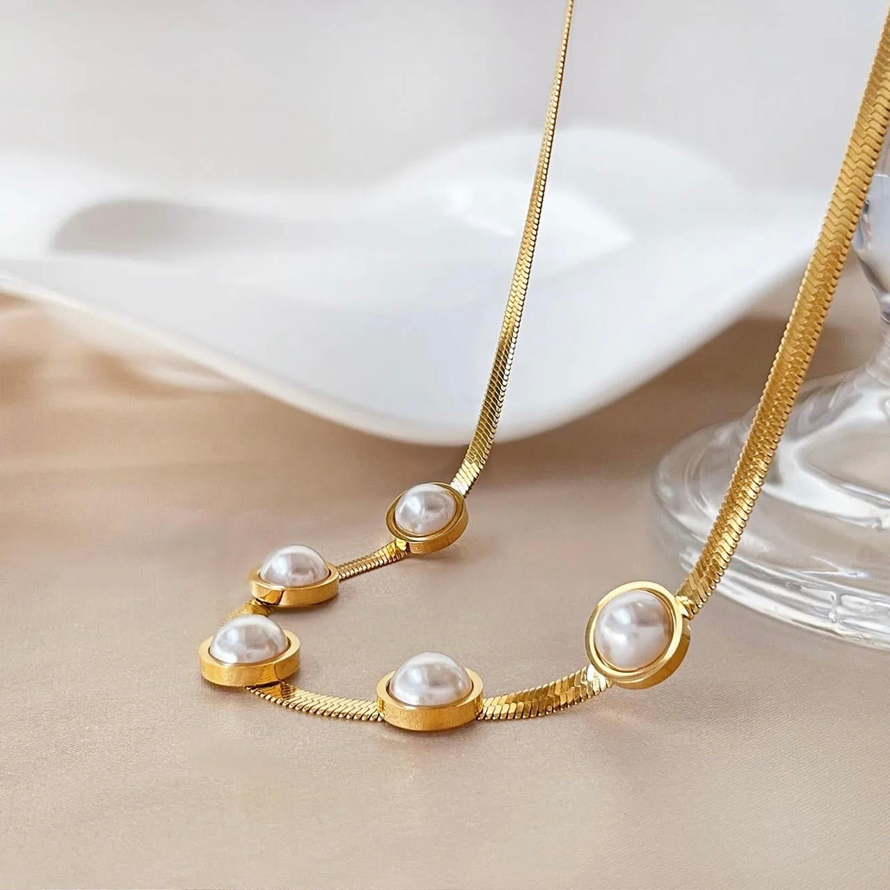 Pearl Snake Chain Necklace