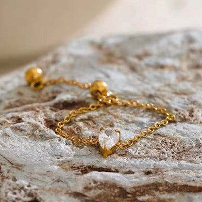 Dainty Pear Chain Ring