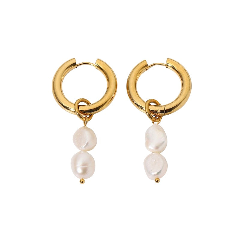 Double Pearl Hoop Earring