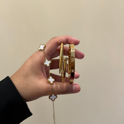 Cartier & White Clover Bracelets