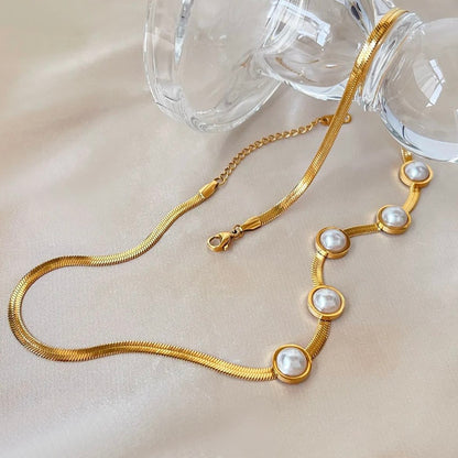 Pearl Snake Chain Necklace