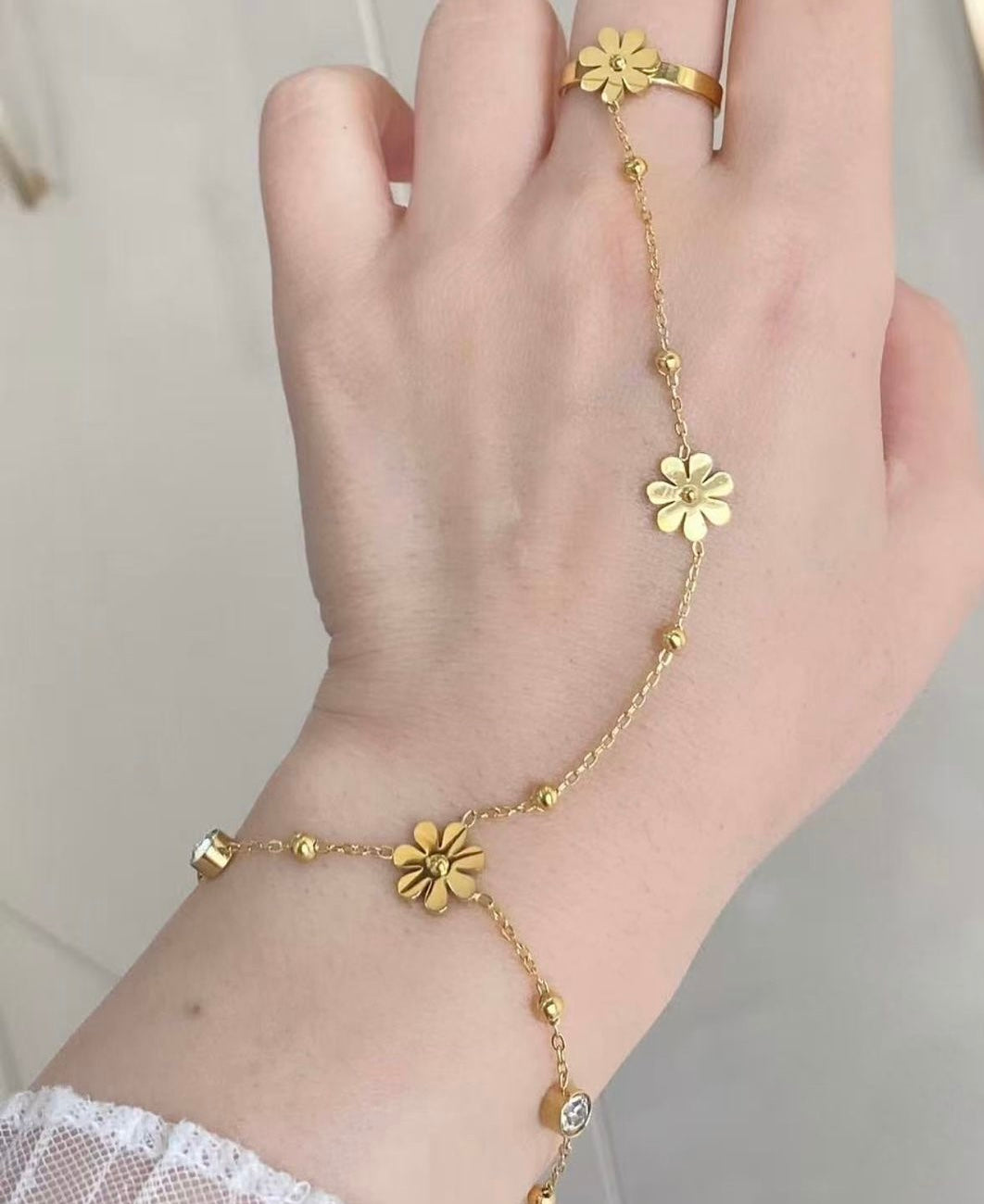 Golden Flower Hand Chain