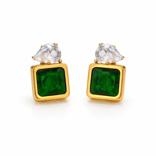 Emerald Box Earring