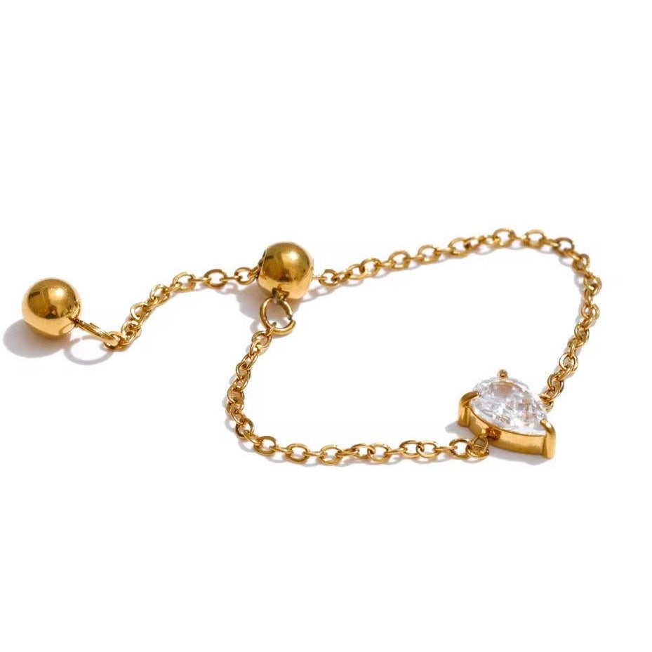 Dainty Pear Chain Ring