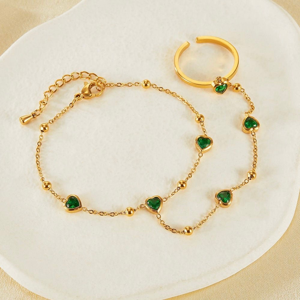 Emerald Heart Hand Chain