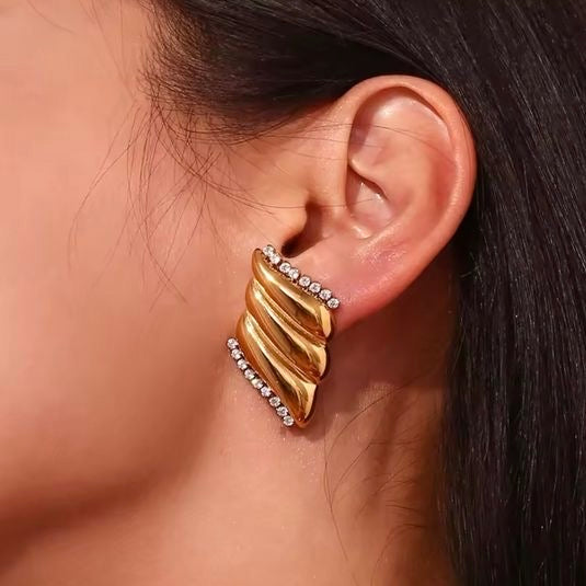 Inlaid Zircon pave Earring