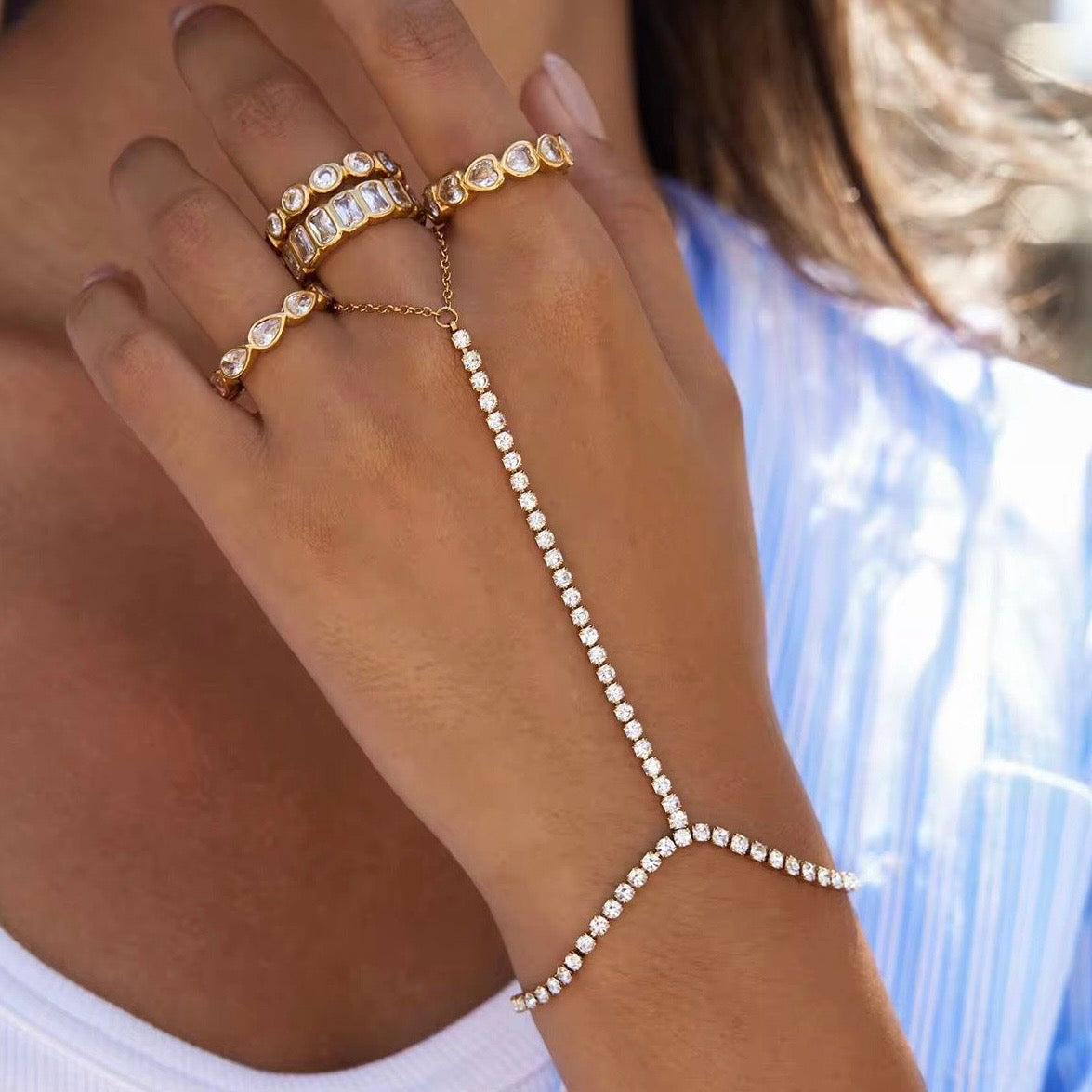 Silver Zircon HandChain