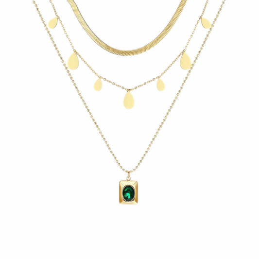 Green Lilian Layered Necklace